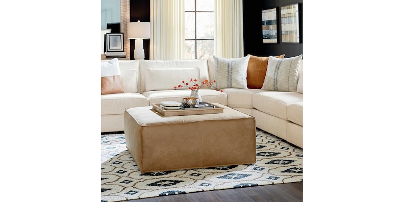 Leather Square Ottoman image number 1