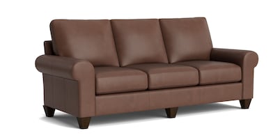 True Custom® Leather Large Roll Arm Sofa