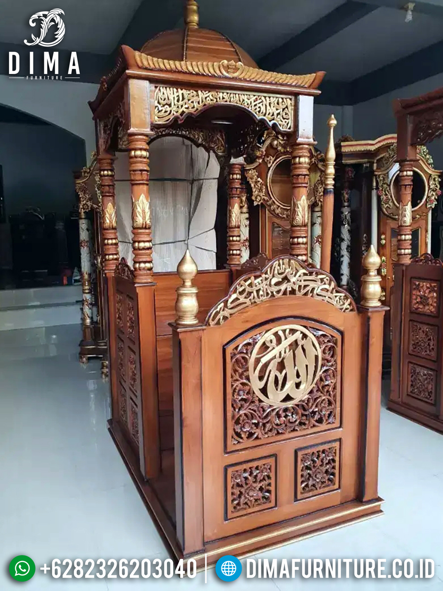 New Mimbar Masjid Jati Ukiran Arabian Muskhaf Luxury Carving Jepara MMJ-0840