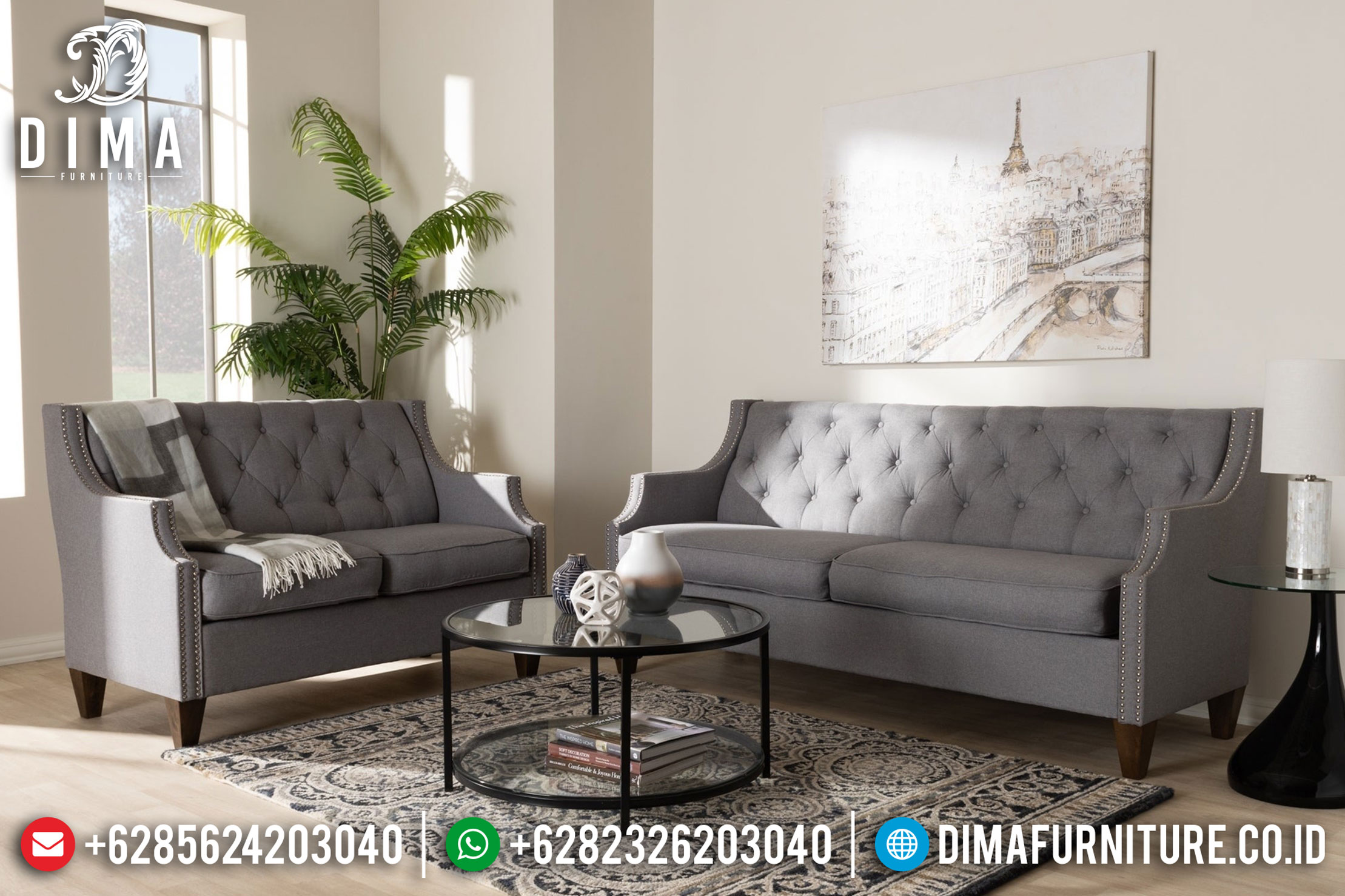 Jual 1 Set Sofa Tamu Minimalis Jepara Mewah Terbaruentury Fabric MMJ-0030