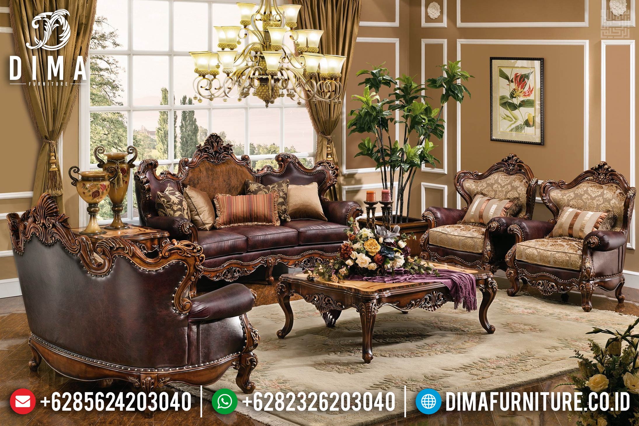 Furniture Jepara Set Sofa Tamu Jati Rose Wood Natural Color MMJ-0394