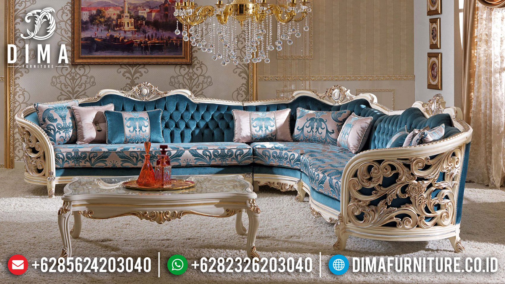 Desain Ruang Tamu Kursi Sofa Mewah Jepara Luxury Classic MMJ-0571