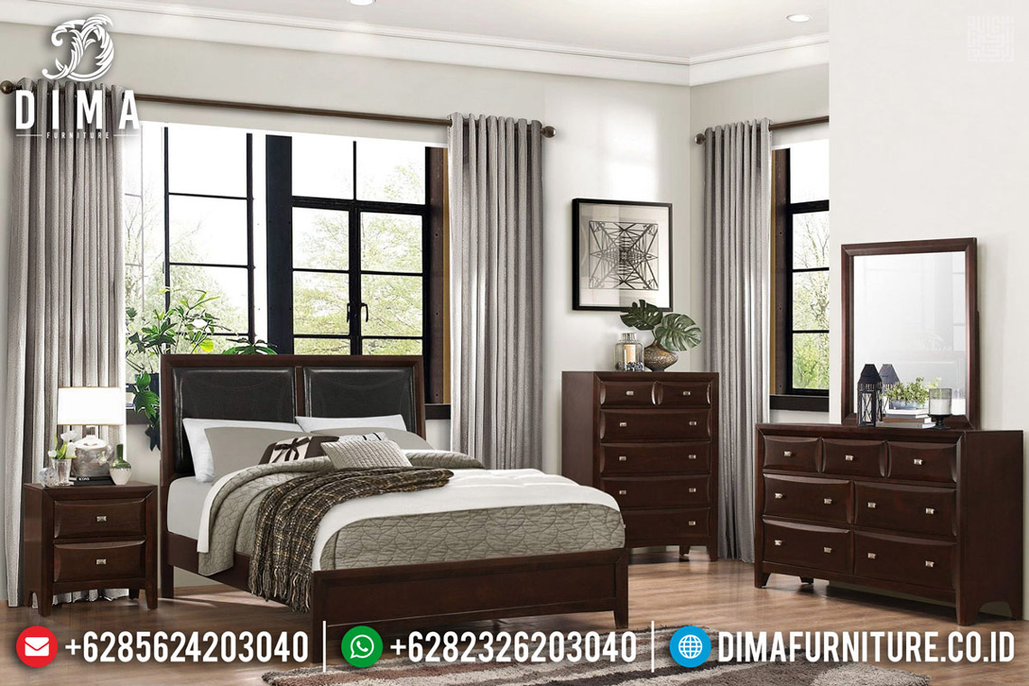 Furniture Jepara Tempat Tidur Jati Minimalis Natural Rose Wood Glossy MMJ-0560