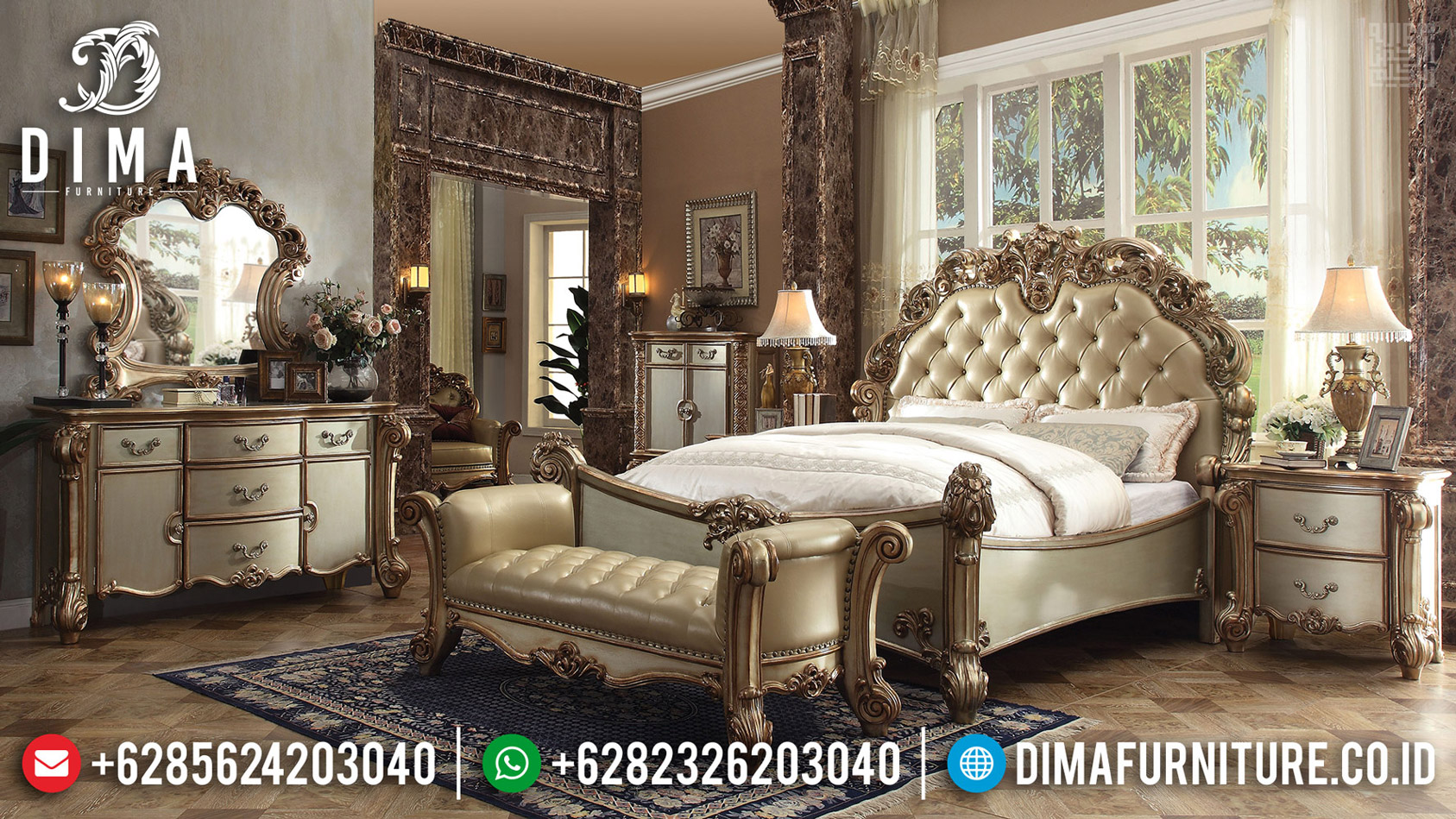 Jual Tempat Tidur Mewah Luxury Carving Jepara Italian Baroque New Design MMJ-0554