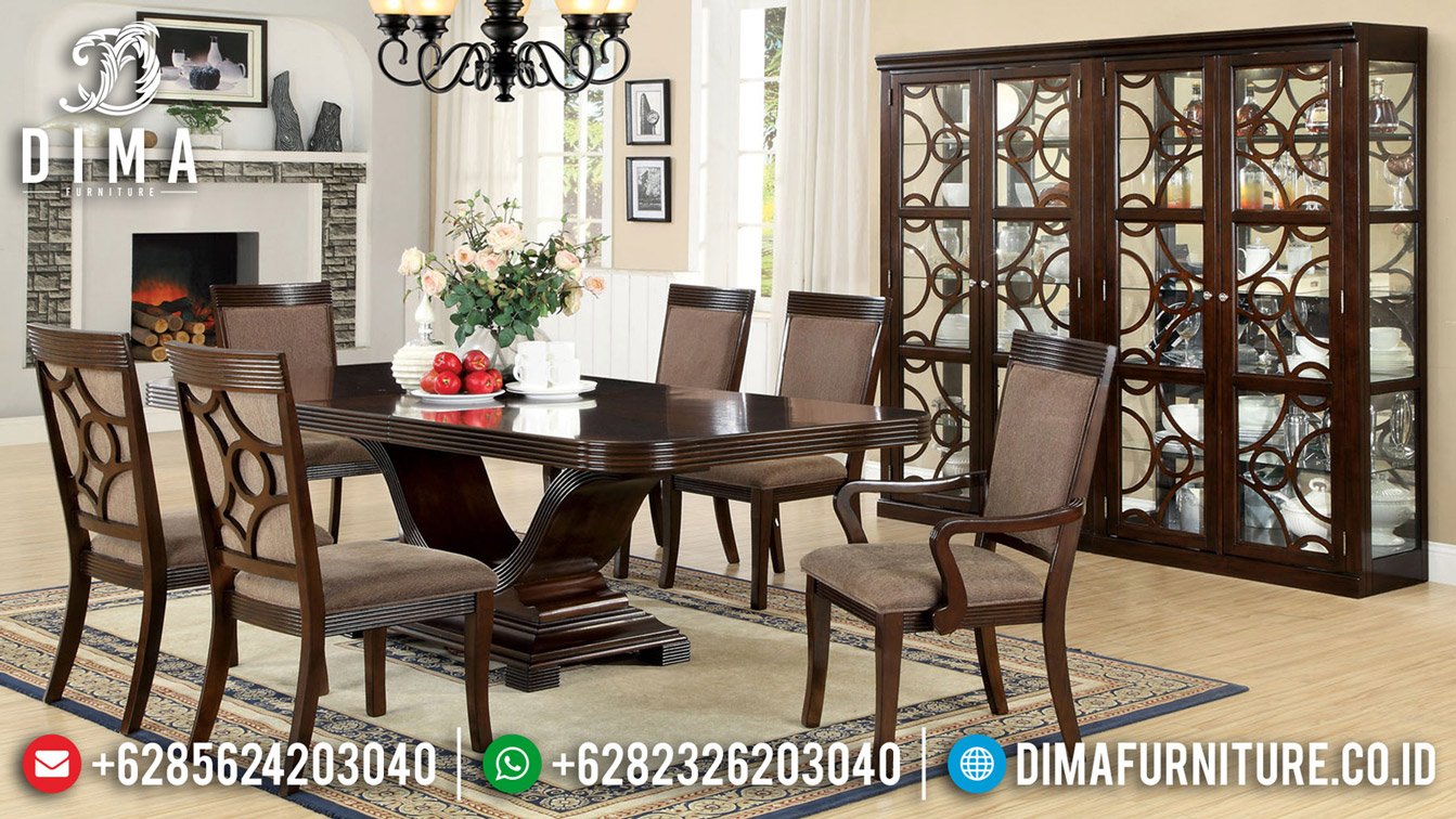 Meja Makan Kayu Jati Natural Classic Furniture Jepara Terbaru MMJ-0515