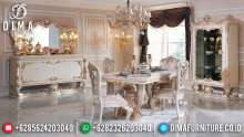 Meja Makan Mewah Jepara White Ivory Duco Luxury Classic Carving MMJ-0518