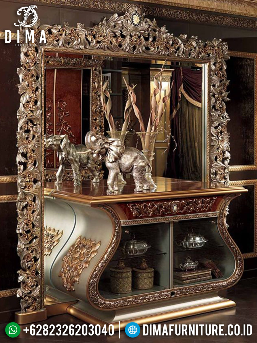 Set Meja Konsol Mewah Ukiran Cermin Hias Luxury Carving 